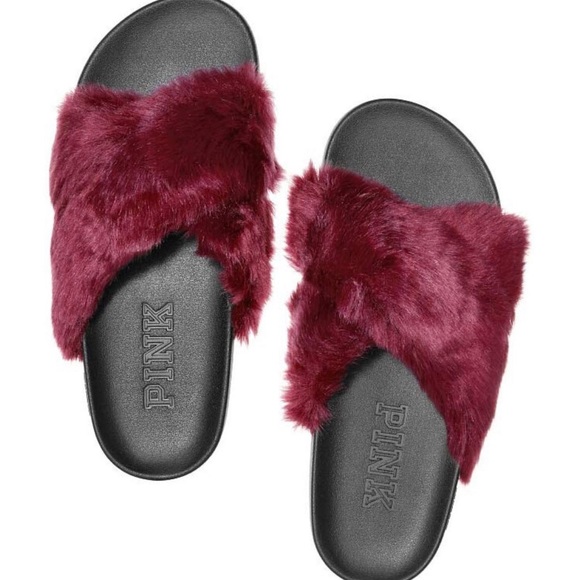 fur crossover slippers